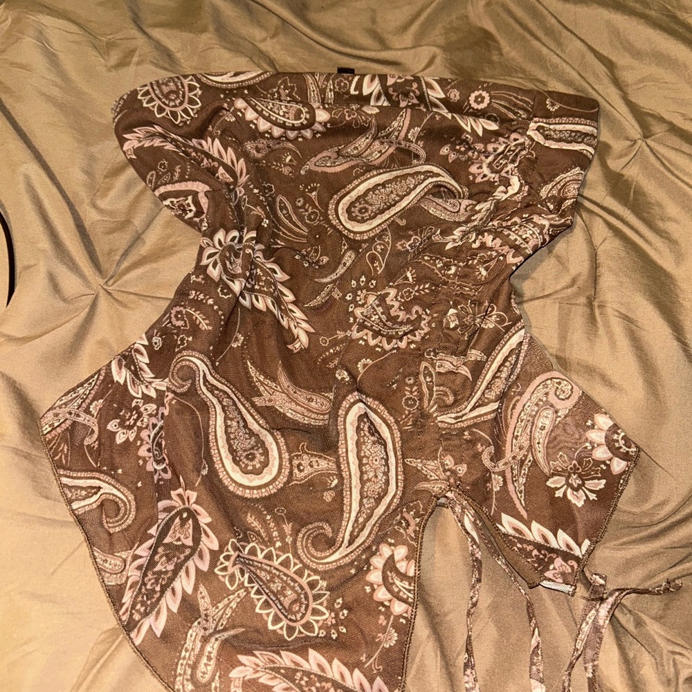Almost Famous Brown Paisley Crop Top